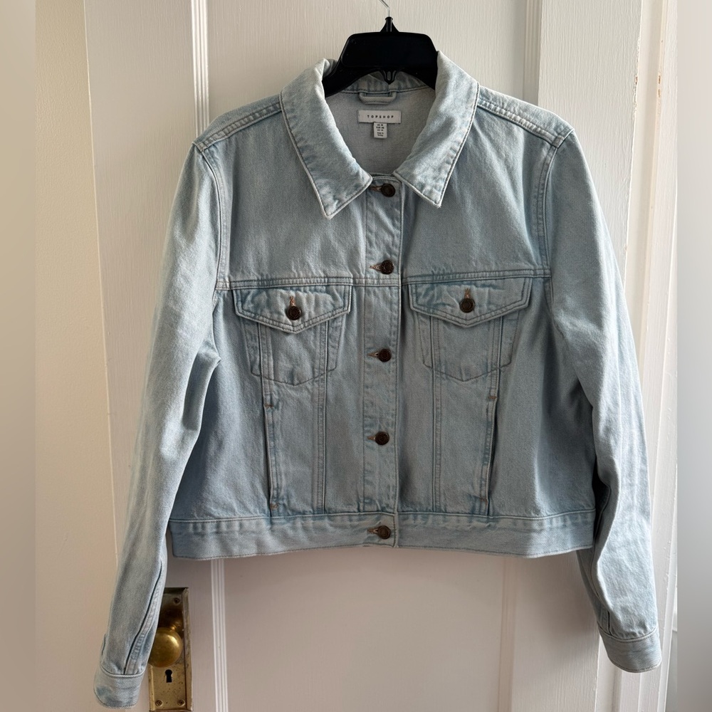 Topshop Light Wash Denim Jacket Relaxed Fit